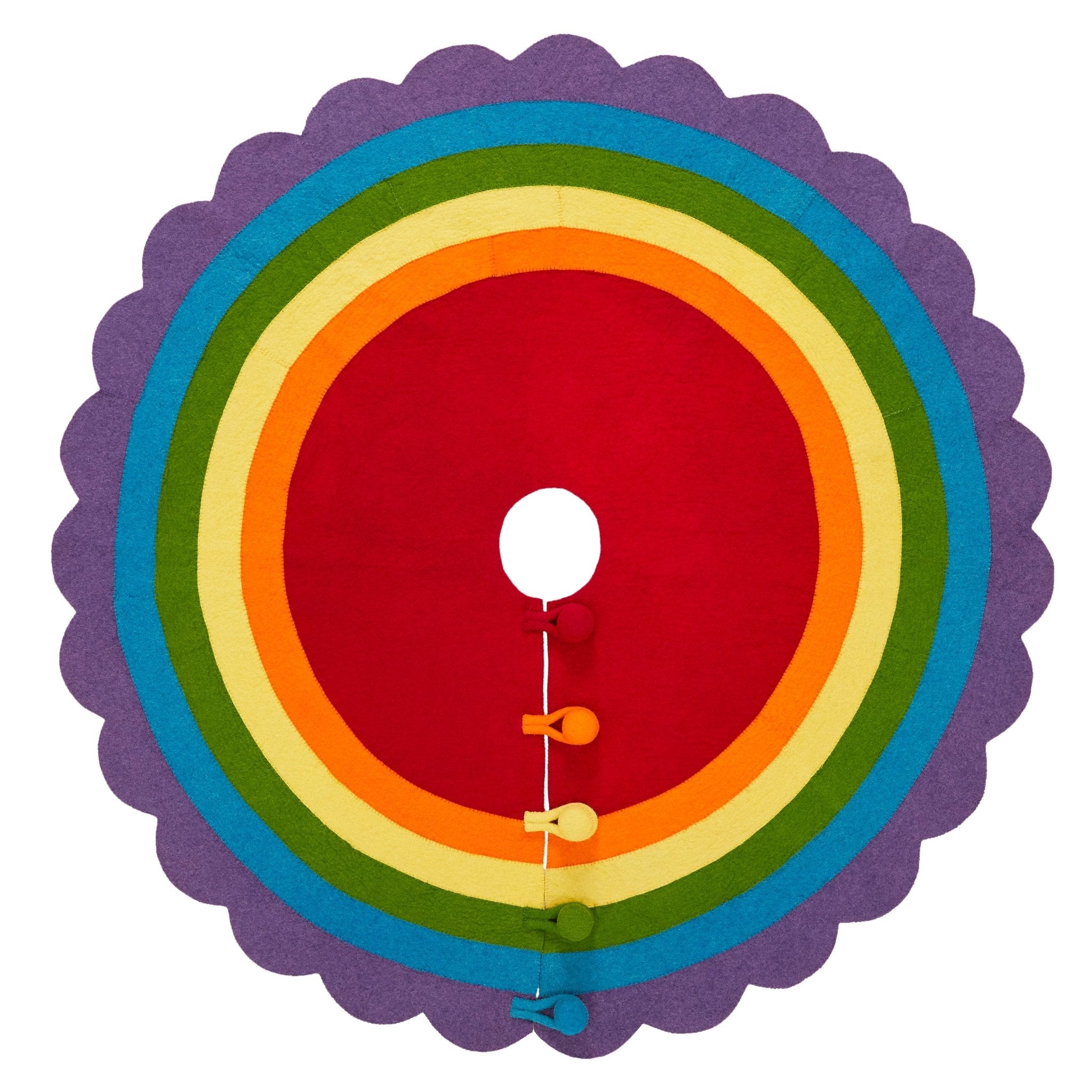 Rainbow Pride Hand Felted Wool Christmas Tree Skirt 60"