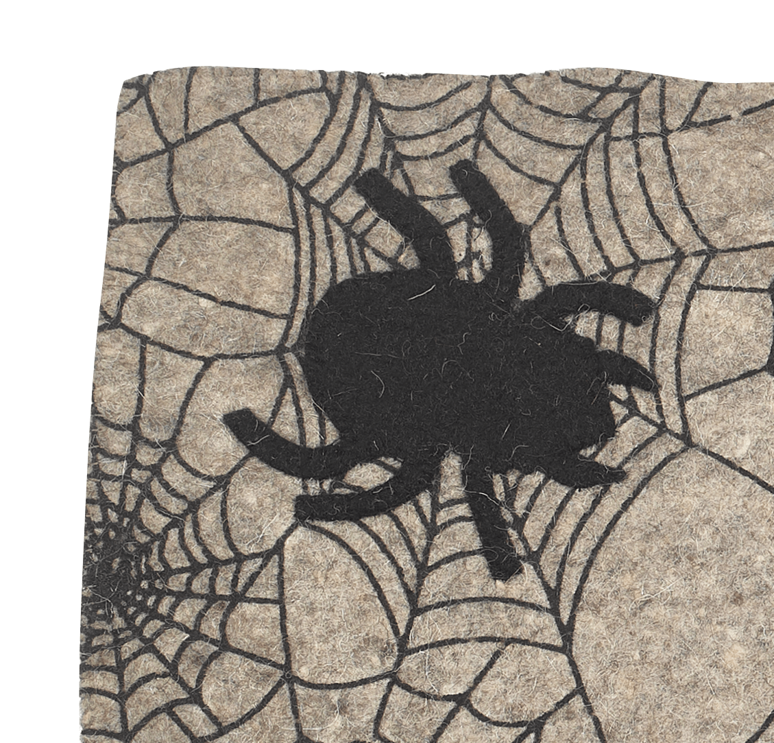 Hand Felted Wool Halloween Spider Web Table Runner - 14x72"