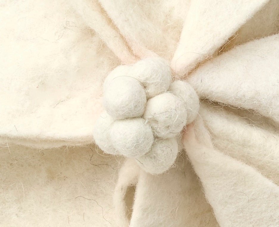 Hand Felted Wool Pillow - 3d Flower Cream Gray - 20"