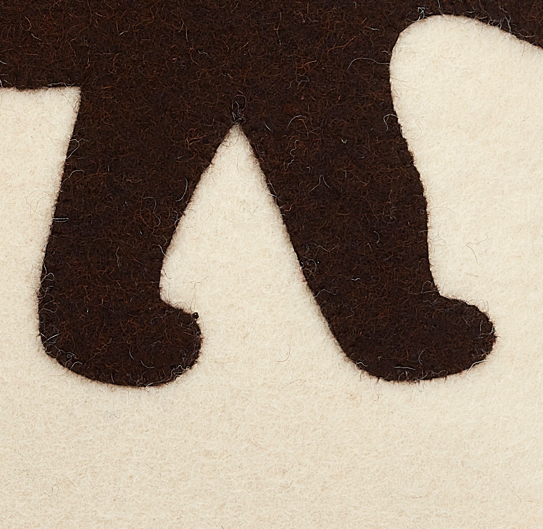 Hand Felted Wool Pillow - Brown Bear Silhouette Cream - 20"