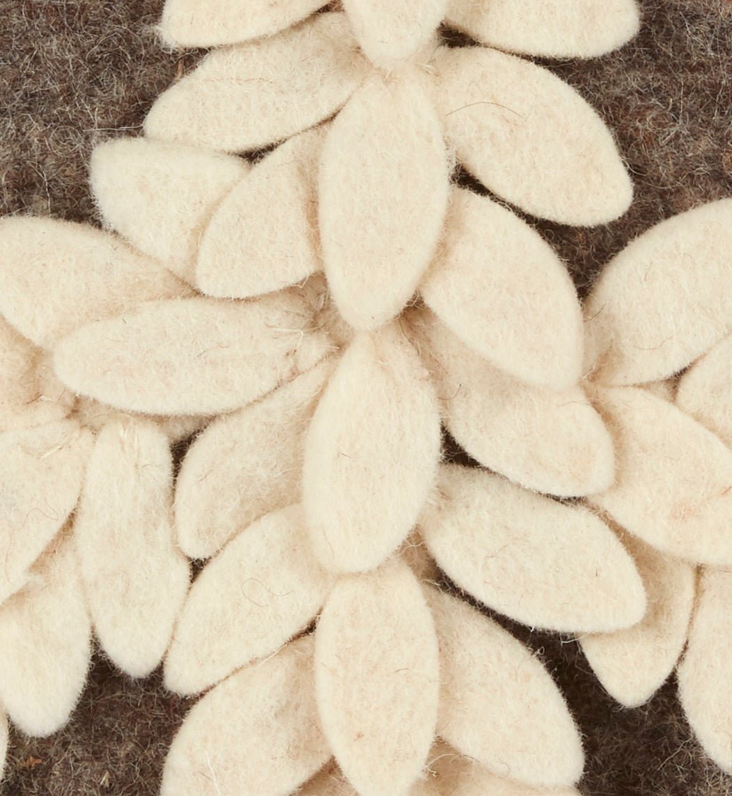 Hand Felted Wool Pillow Cover –cream Peace Sign Gray – 20”