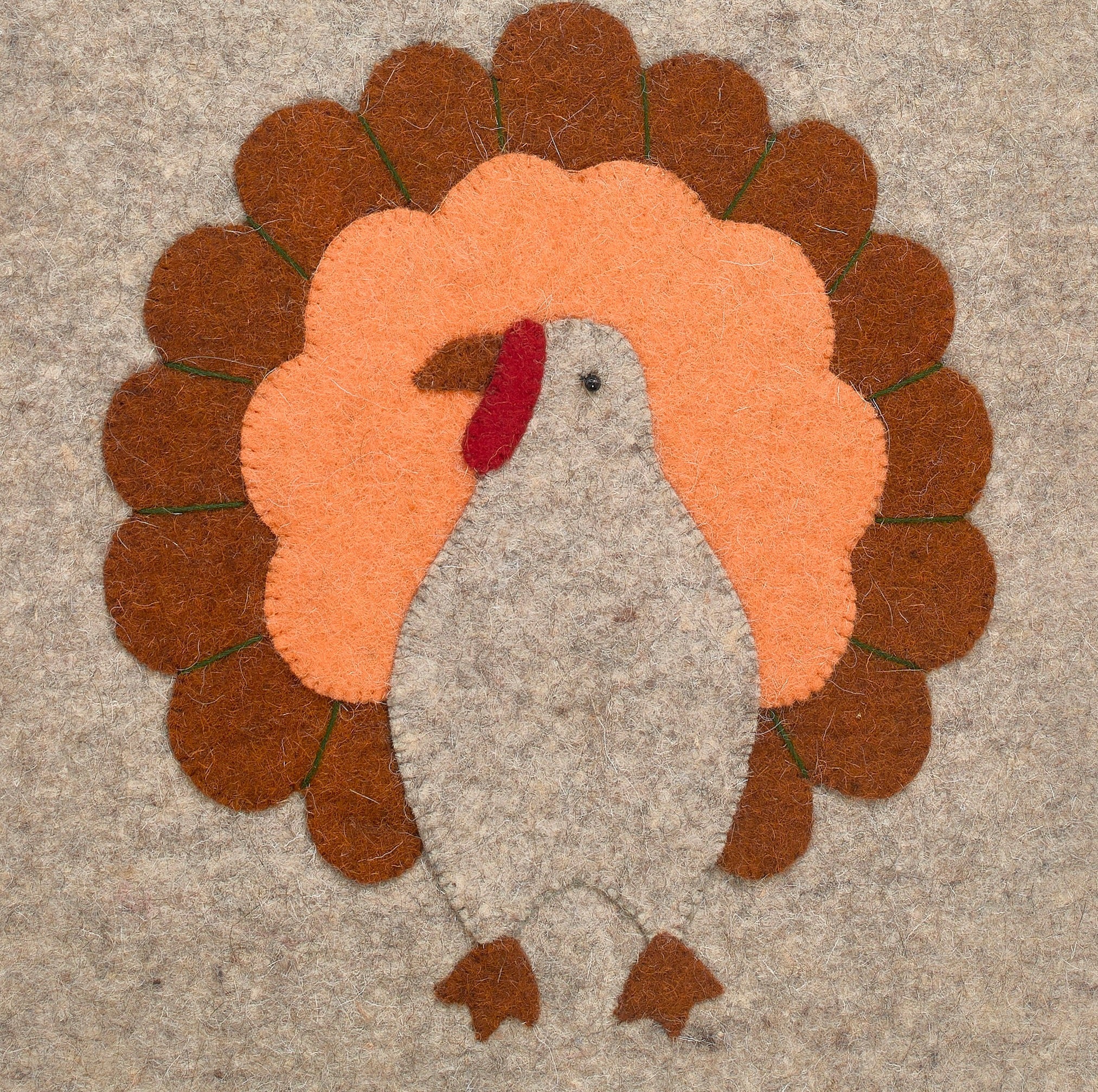 Hand Felted Wool Thanksgiving Turkey Table Runner - 16x44"
