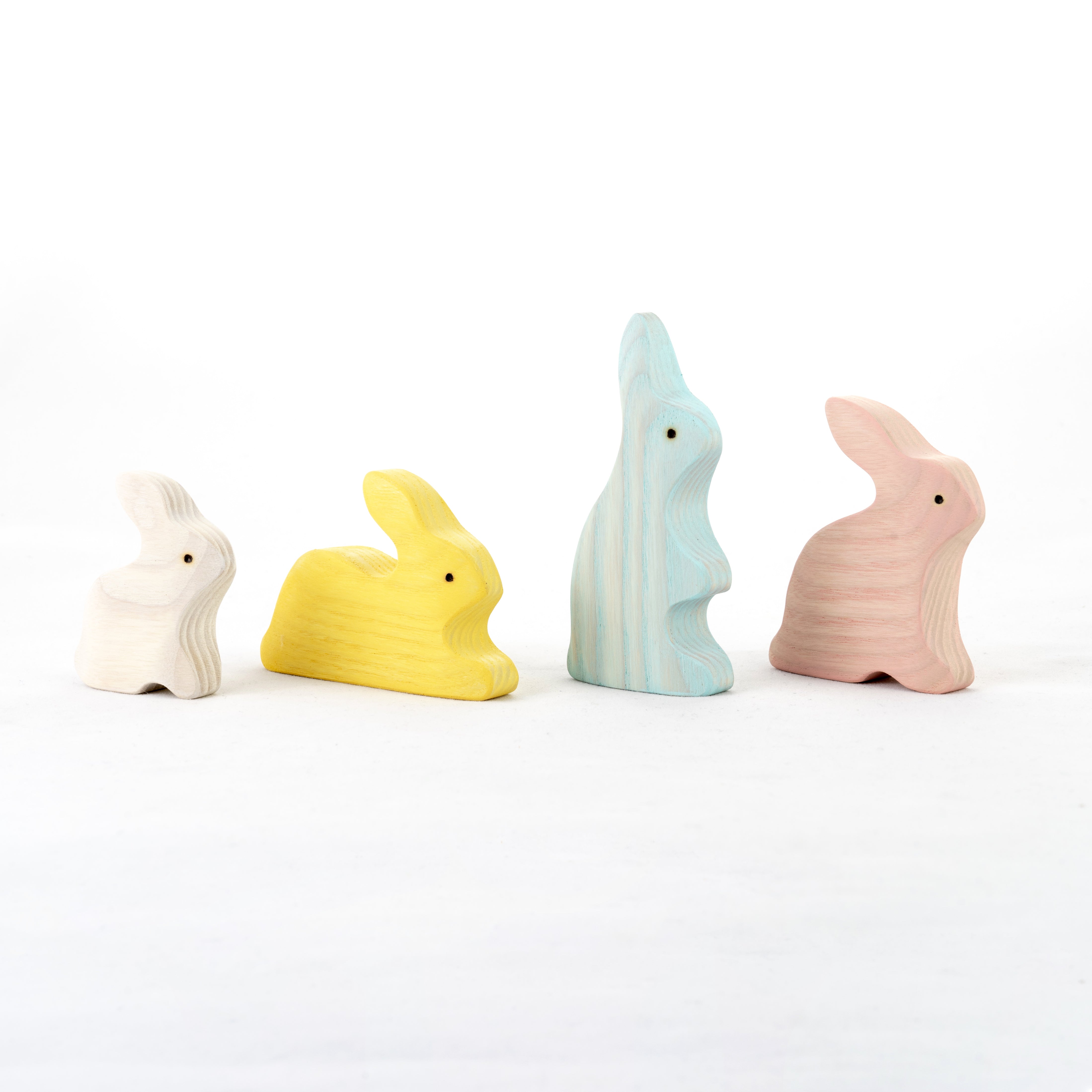 Waldorf Toys Bunny Rabbits Family Set Of 4, Rabbits Figurines