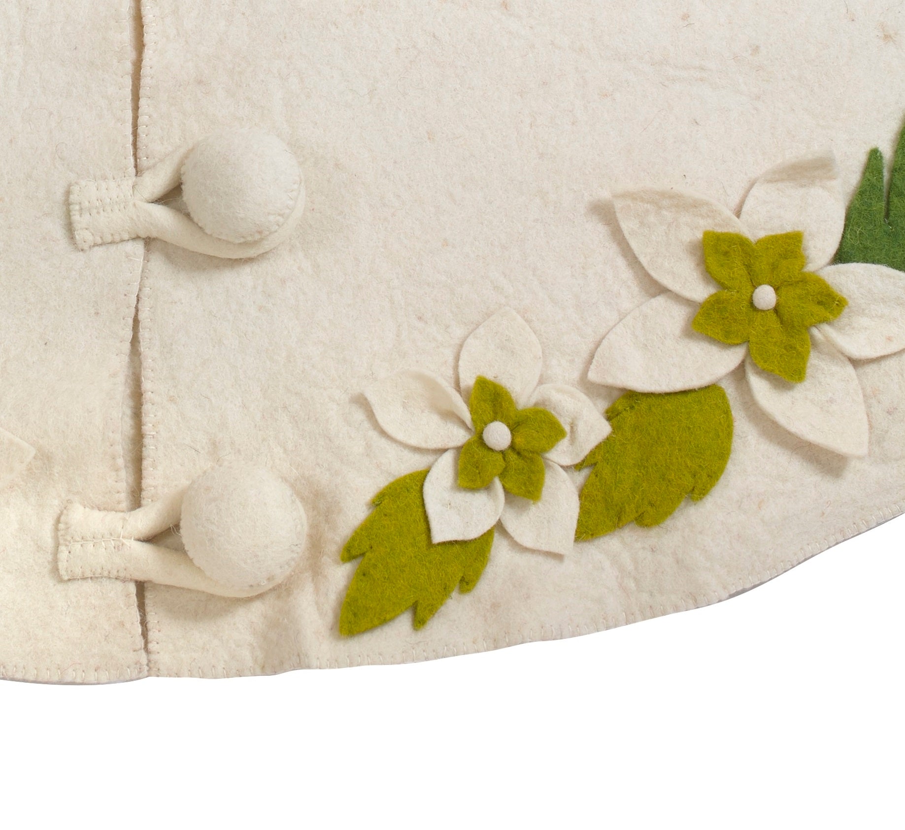 Handmade Christmas Tree Skirt Felt - Greenery Border Cream - 36"/60"/72"