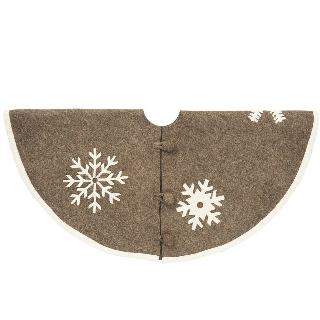 Handmade Snowflakes Gray Christmas Tree Skirt Felt - 60"