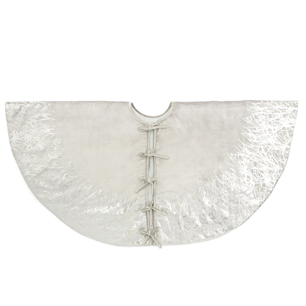 Handmade Christmas Tree Skirt Gray Velvet - Burnout - 60"