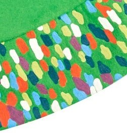 Handmade Green Confetti Border Christmas Tree Skirt Wool 60"