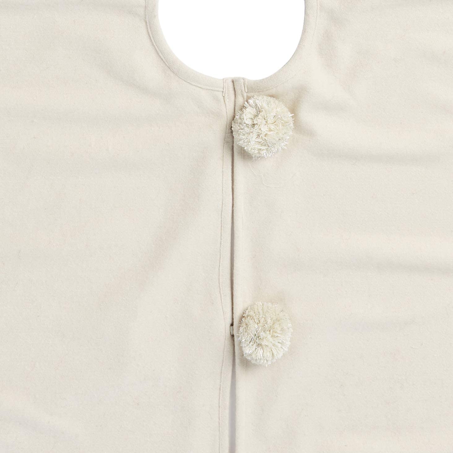 Handmade Cream Fringe Border Christmas Tree Skirt Wool 60"