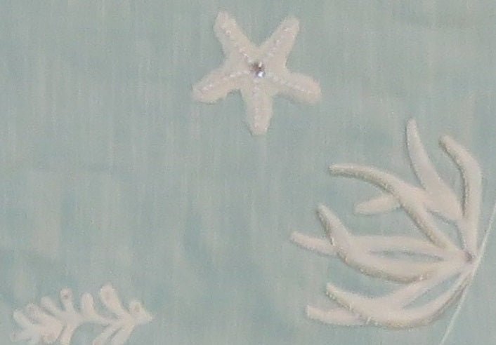Handmade Seashells Light Blue Cotton Christmas Tree Skirt 60"