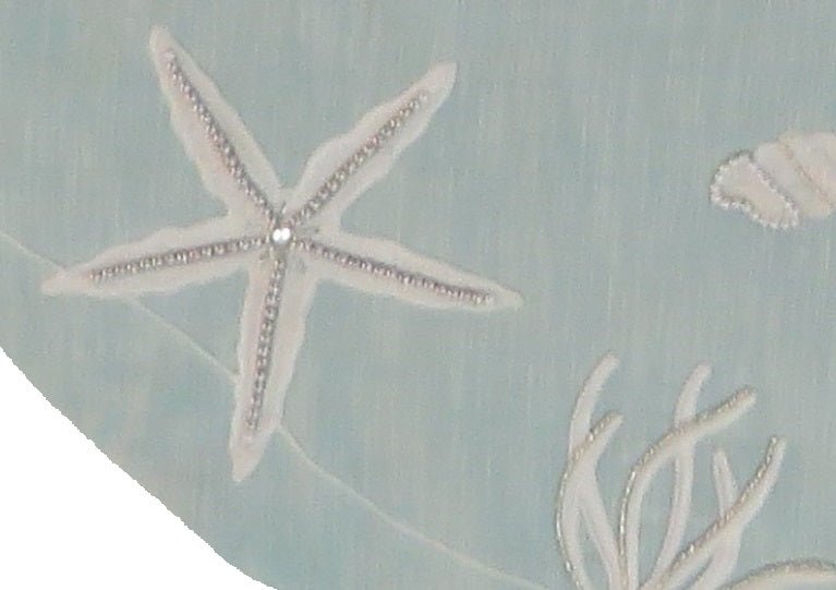 Handmade Seashells Light Blue Cotton Christmas Tree Skirt 60"