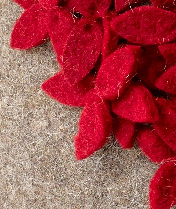 Handmade Cushion Cover Hand Felted Wool - Red Heart Gray - 20"