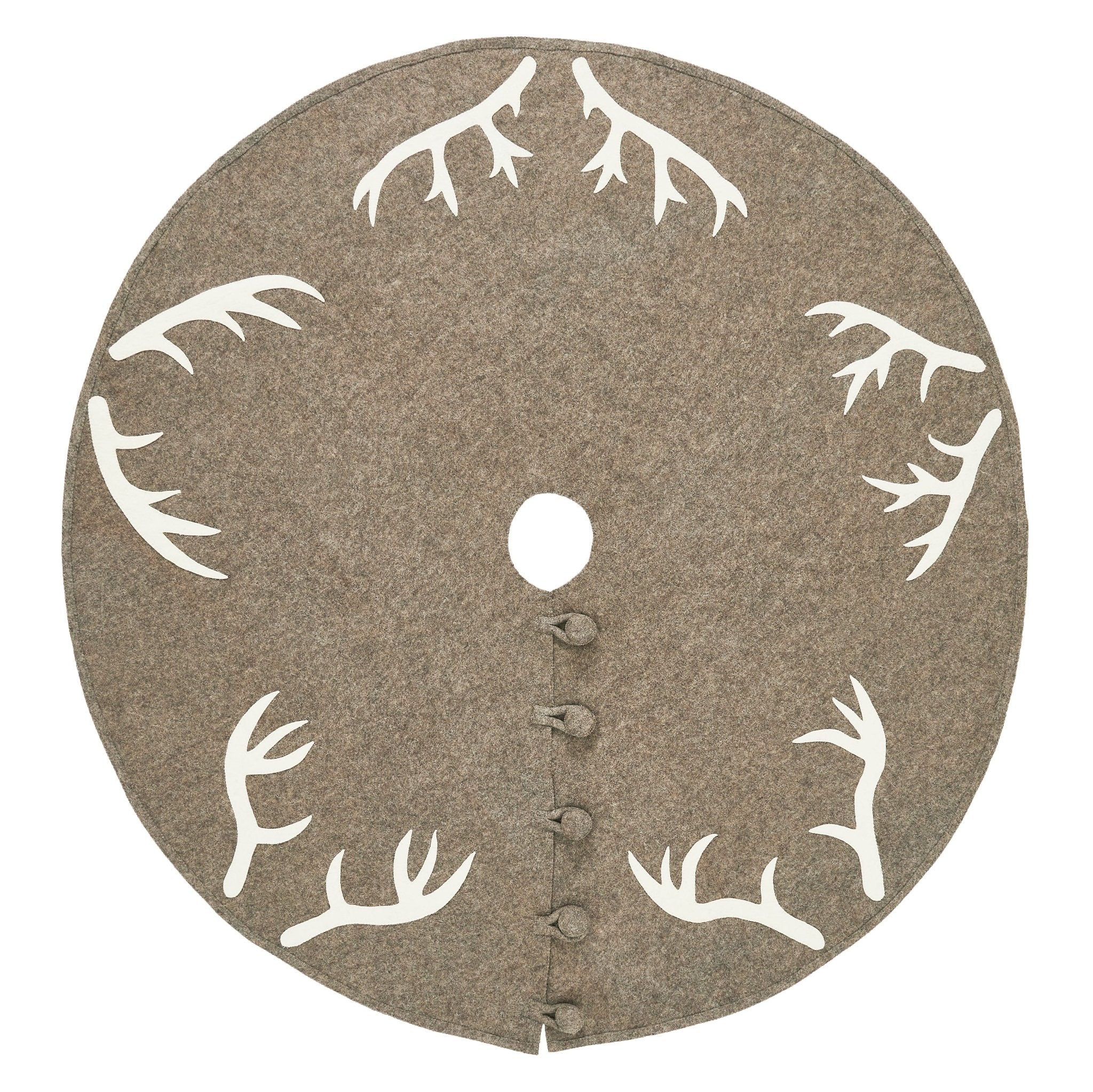 Handmade Felt Antlers Gray Christmas Tree Skirt 60" / 72"
