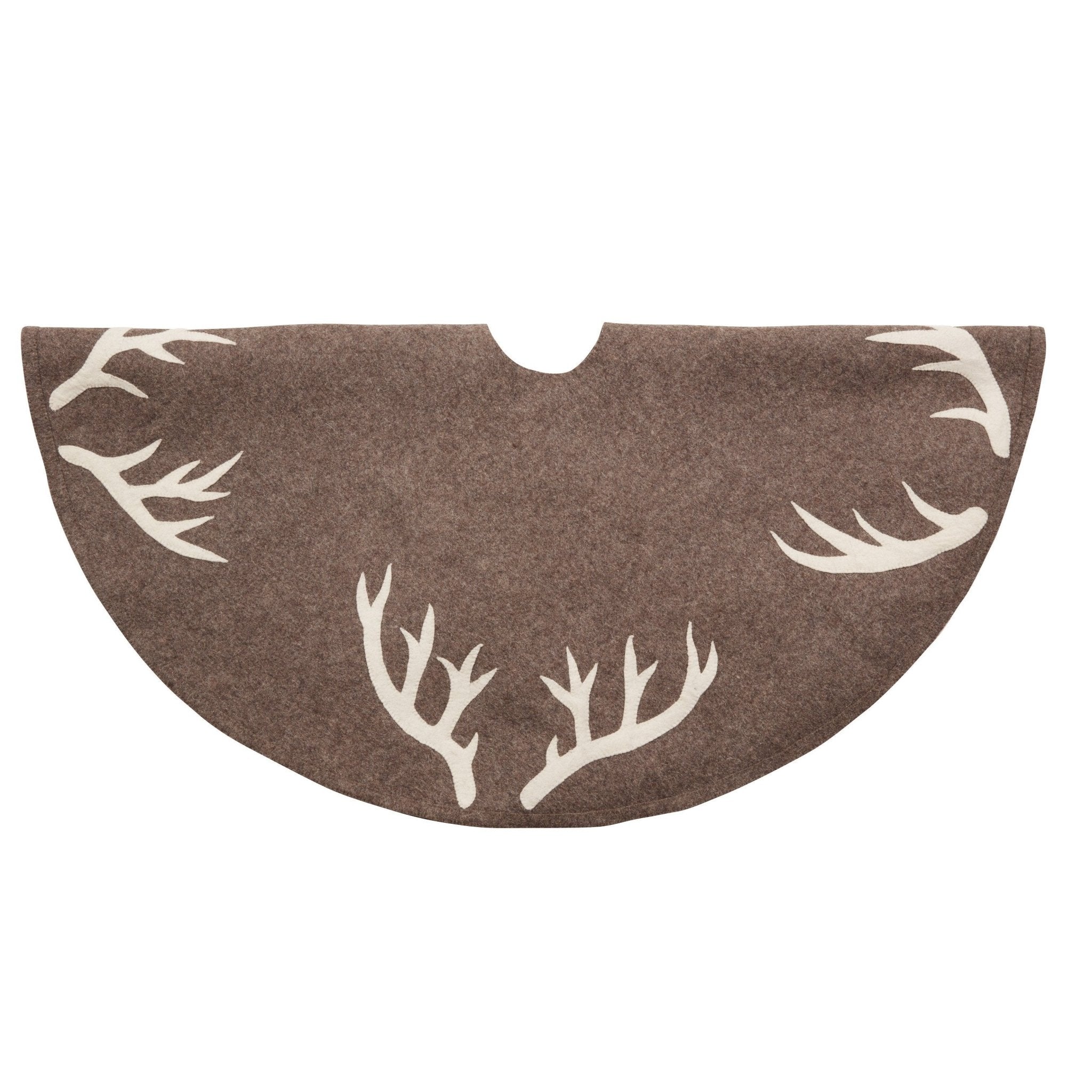 Handmade Felt Antlers Gray Christmas Tree Skirt 60" / 72"
