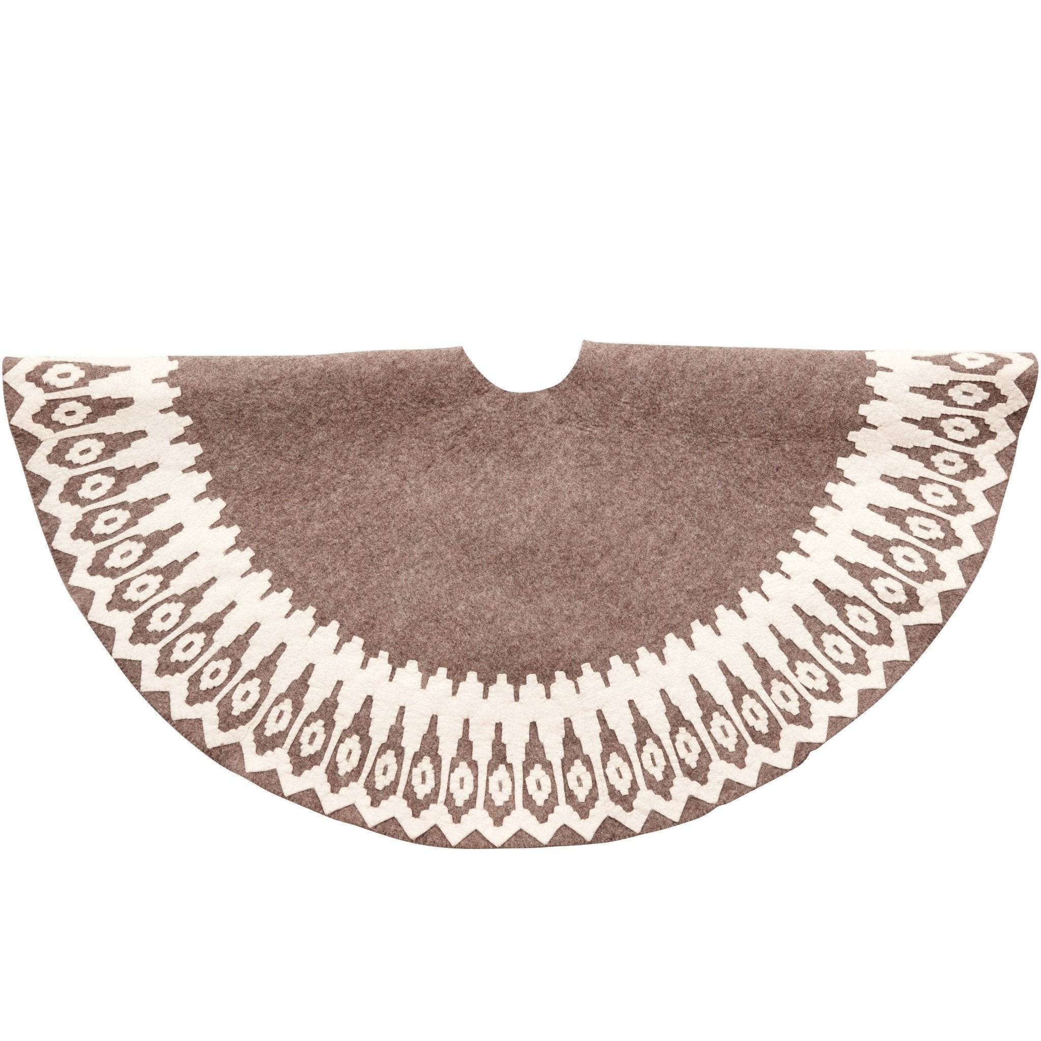 Handmade Felt Scandinavian Design Gray Christmas Tree Skirt 60"