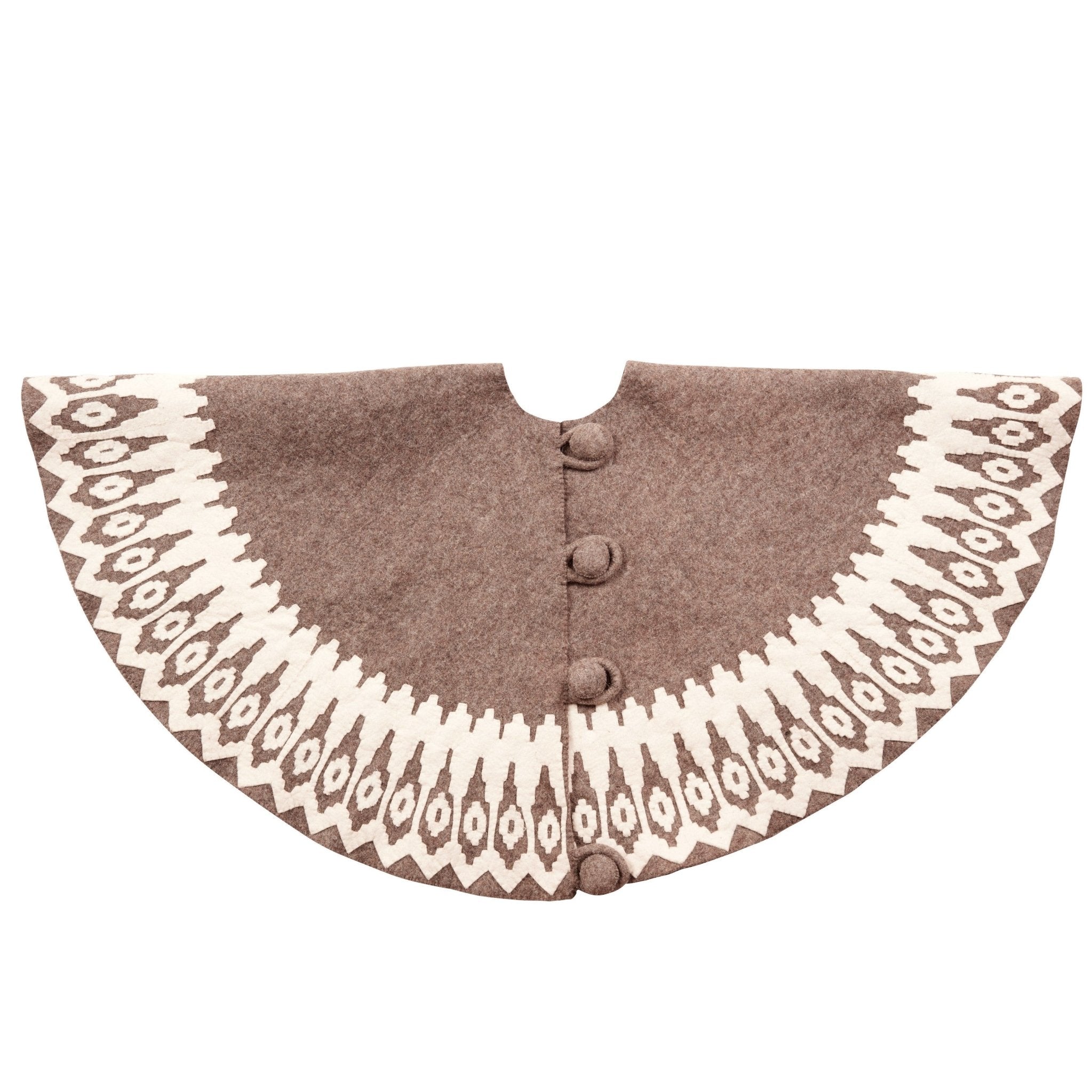 Handmade Felt Scandinavian Design Gray Christmas Tree Skirt 60"