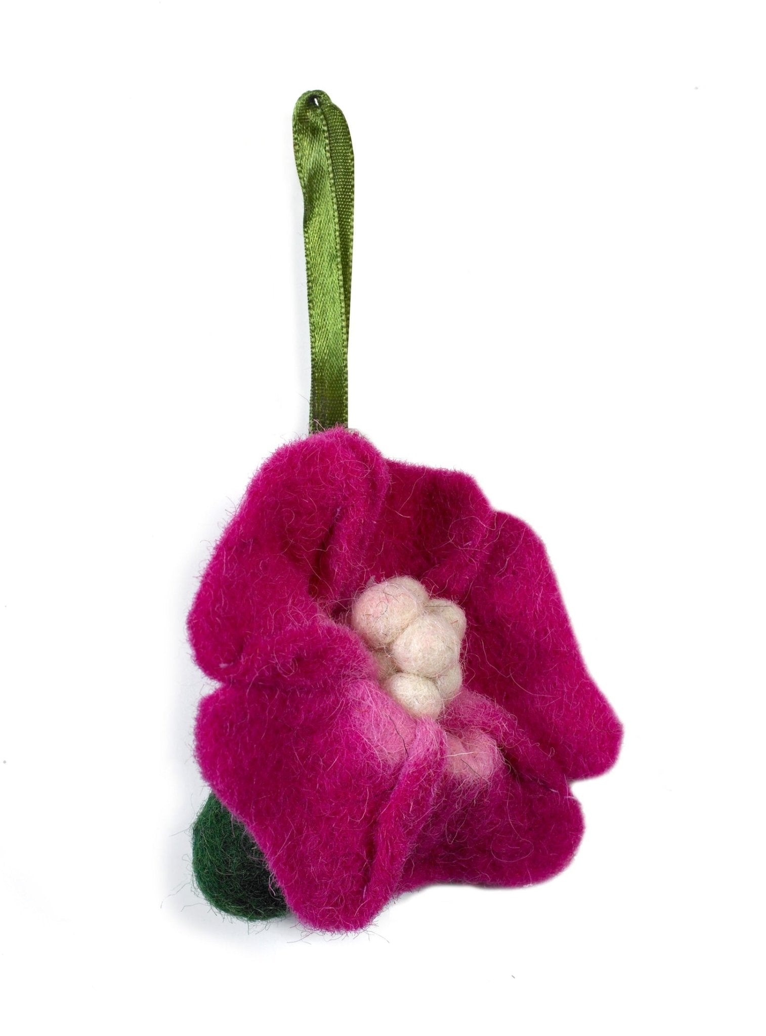 Handmade Felt Magenta Pink Flower Christmas Ornament