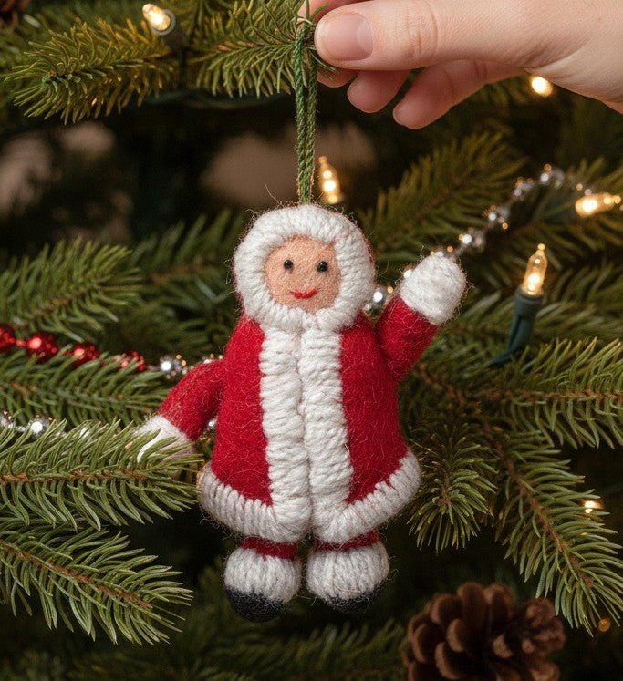 Handmade Felt Snowsuit Gal Christmas Ornament - In Red