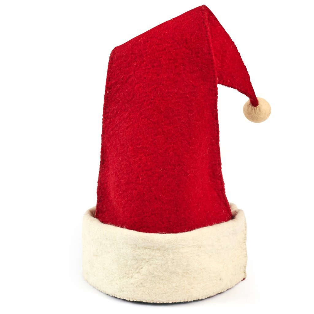 Handmade Hand Felted Wool Christmas Tree Topper - Santa Hat