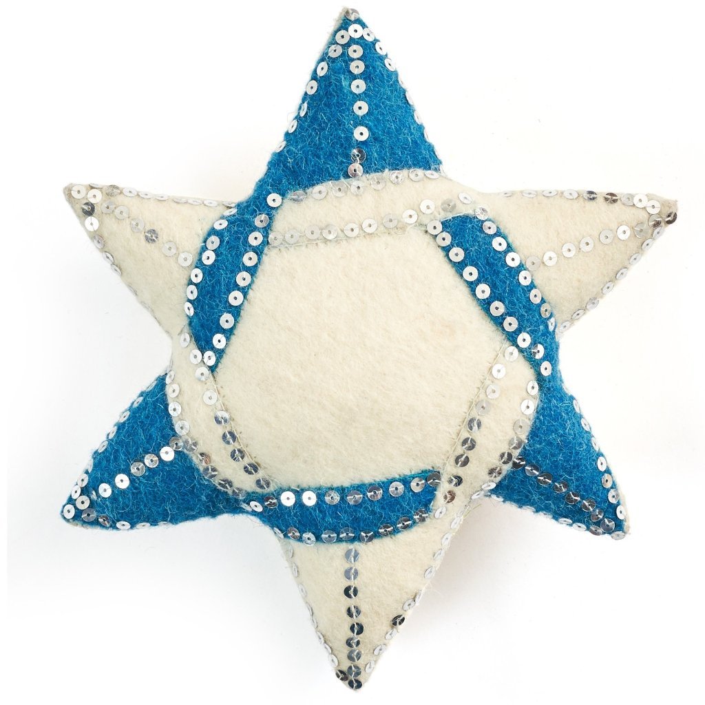 Handmade Hand Felted Wool Christmas Tree Topper - Star Of David