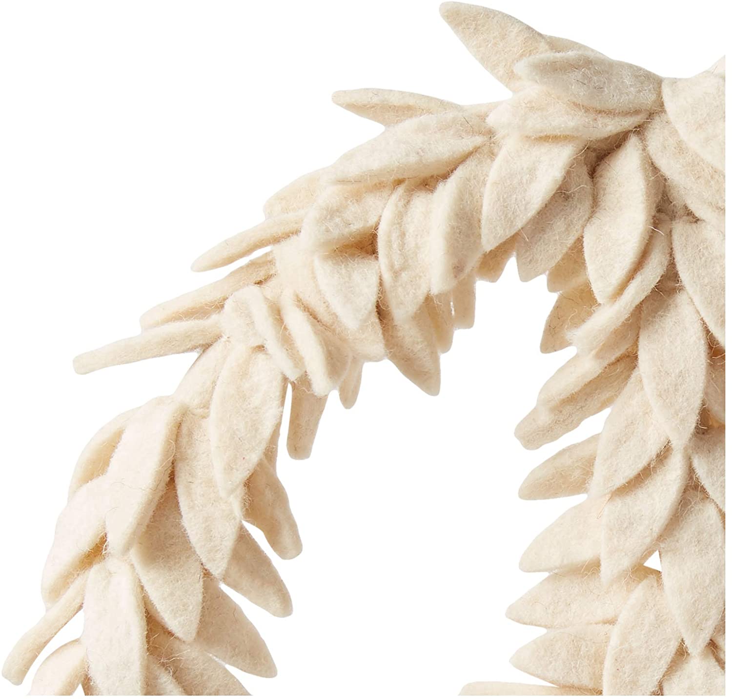 Handmade Hand Felted Wool Wreath - Peace Symbol Cream - 14"