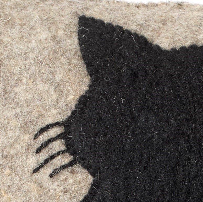 Handmade Pillow Hand Felted Wool - Cat Gray - 20"