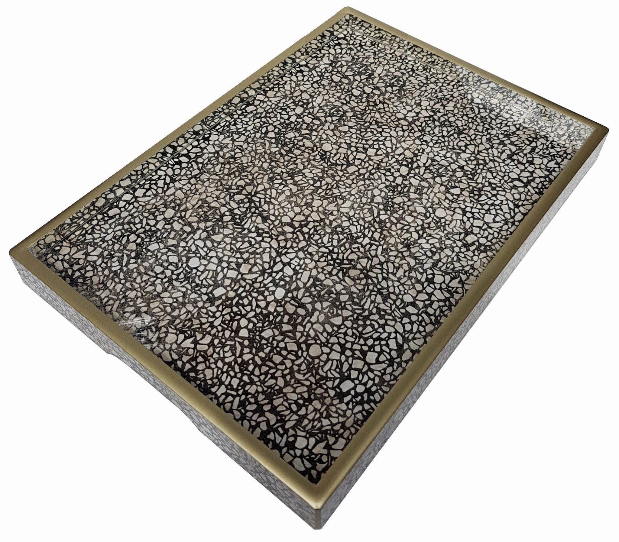 Handmade Reverse Painted Mirror Tray Terrazzo - Medium