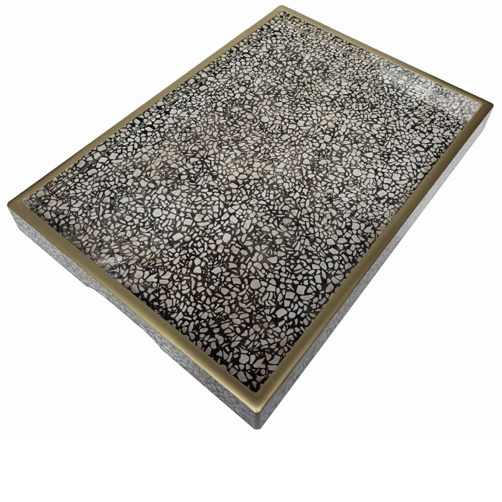 Handmade Reverse Painted Mirror Tray Terrazzo - Medium