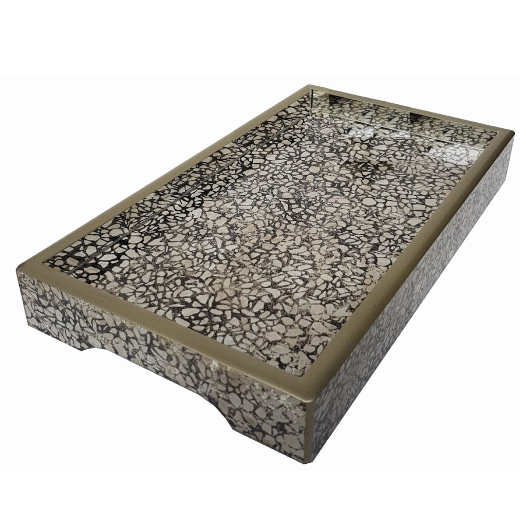 Handmade Reverse Painted Mirror Tray Terrazzo - Small