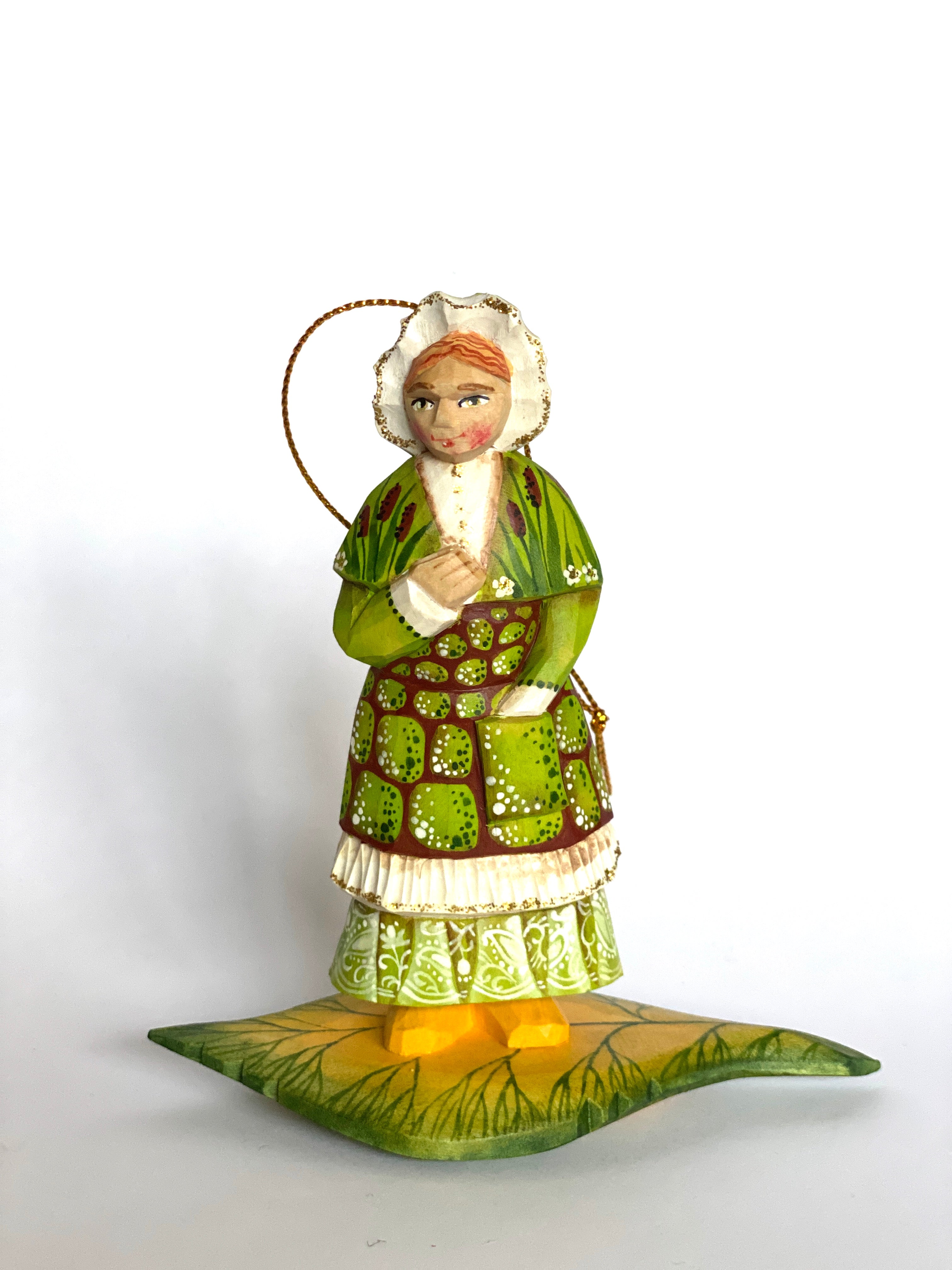 Hand Carved Wooden Christmas Ornament Forest Lady