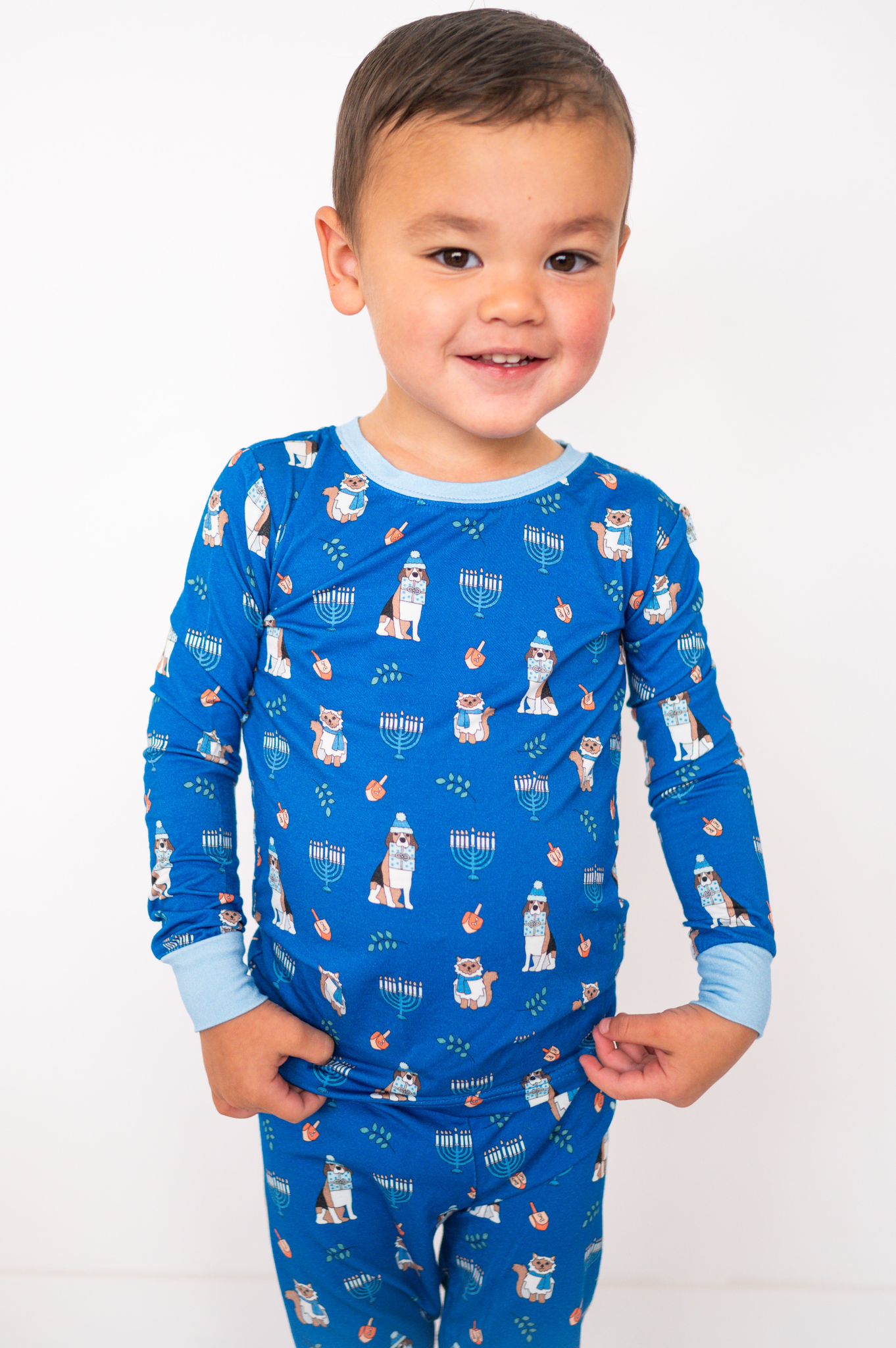 Hanukkah Pets (long Sleeve Pj) - Blue