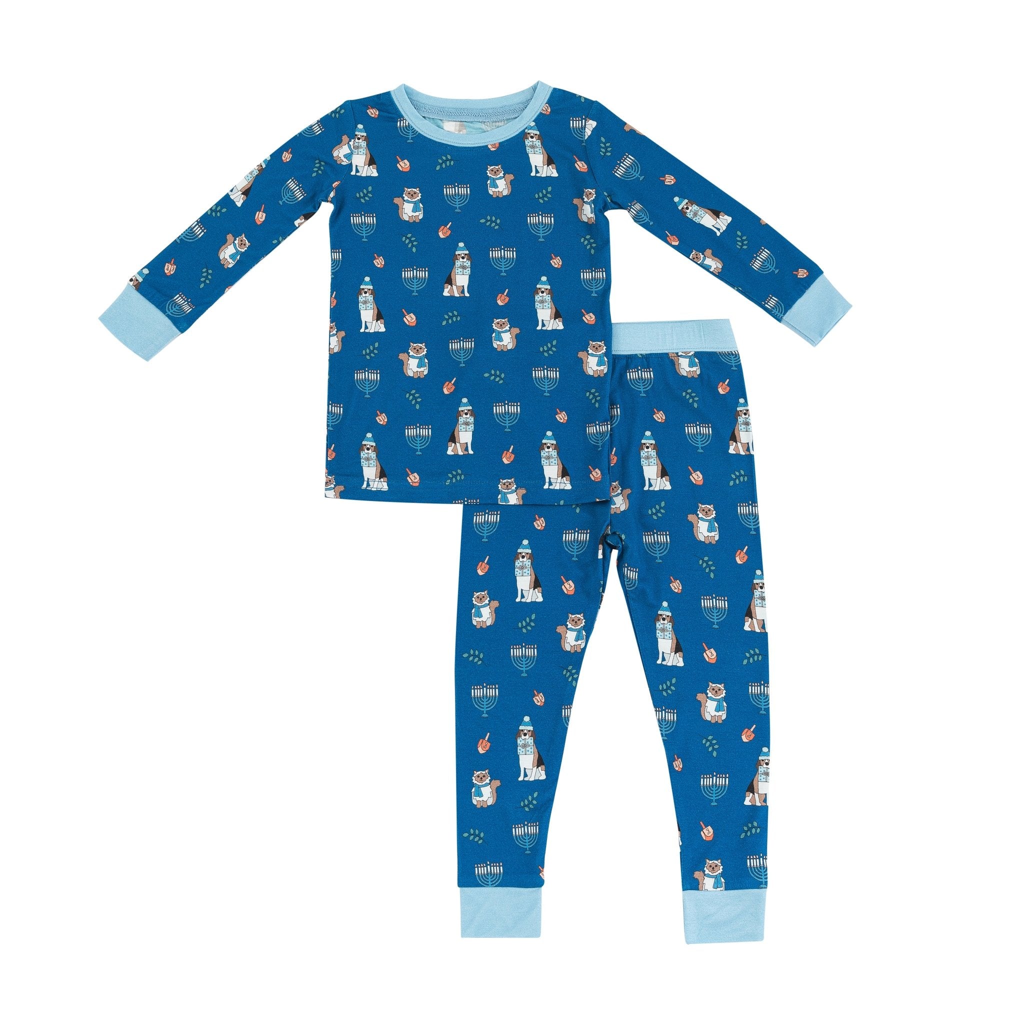 Hanukkah Pets (long Sleeve Pj) - Blue