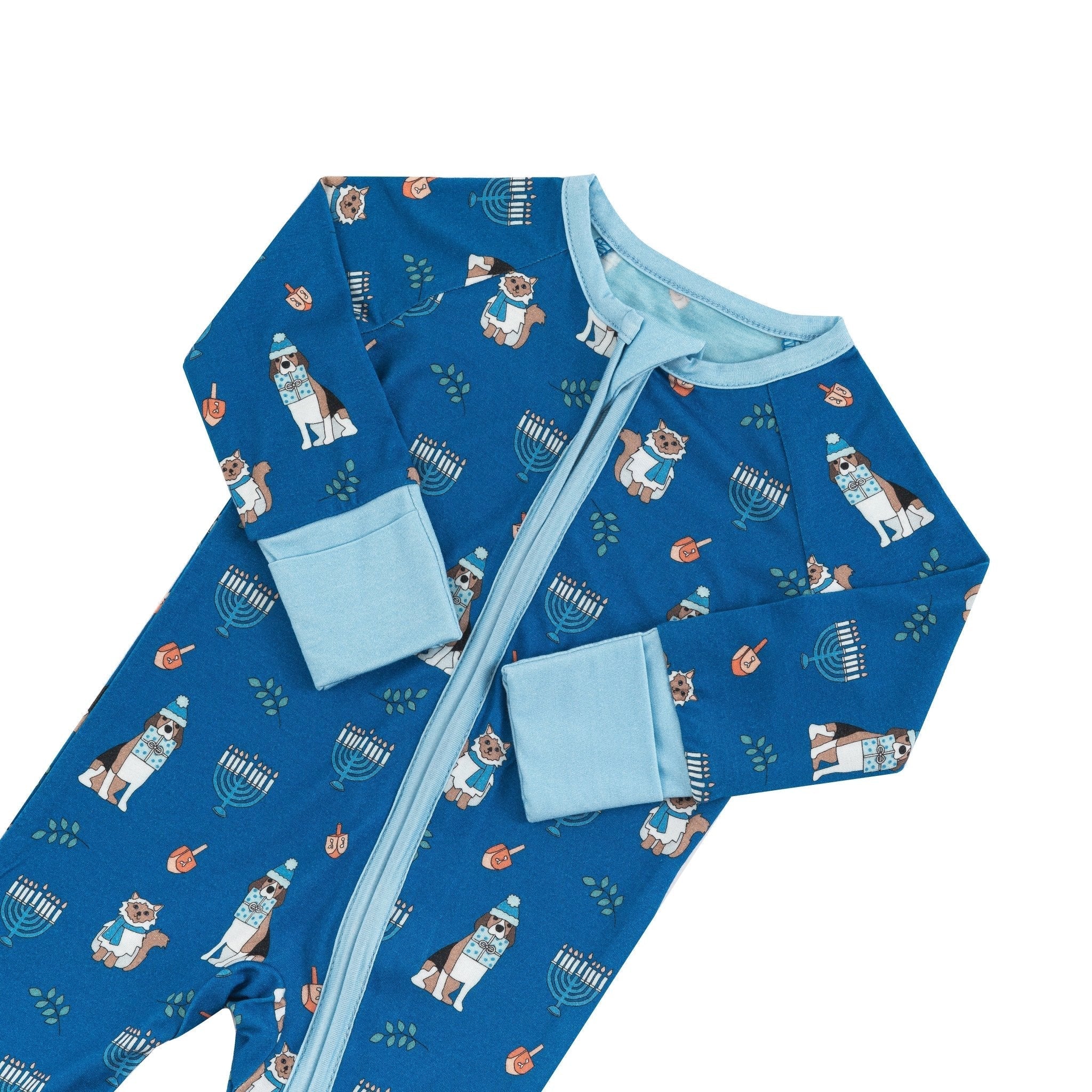 Hanukkah Pets (convertible Zip Footies) - Blue