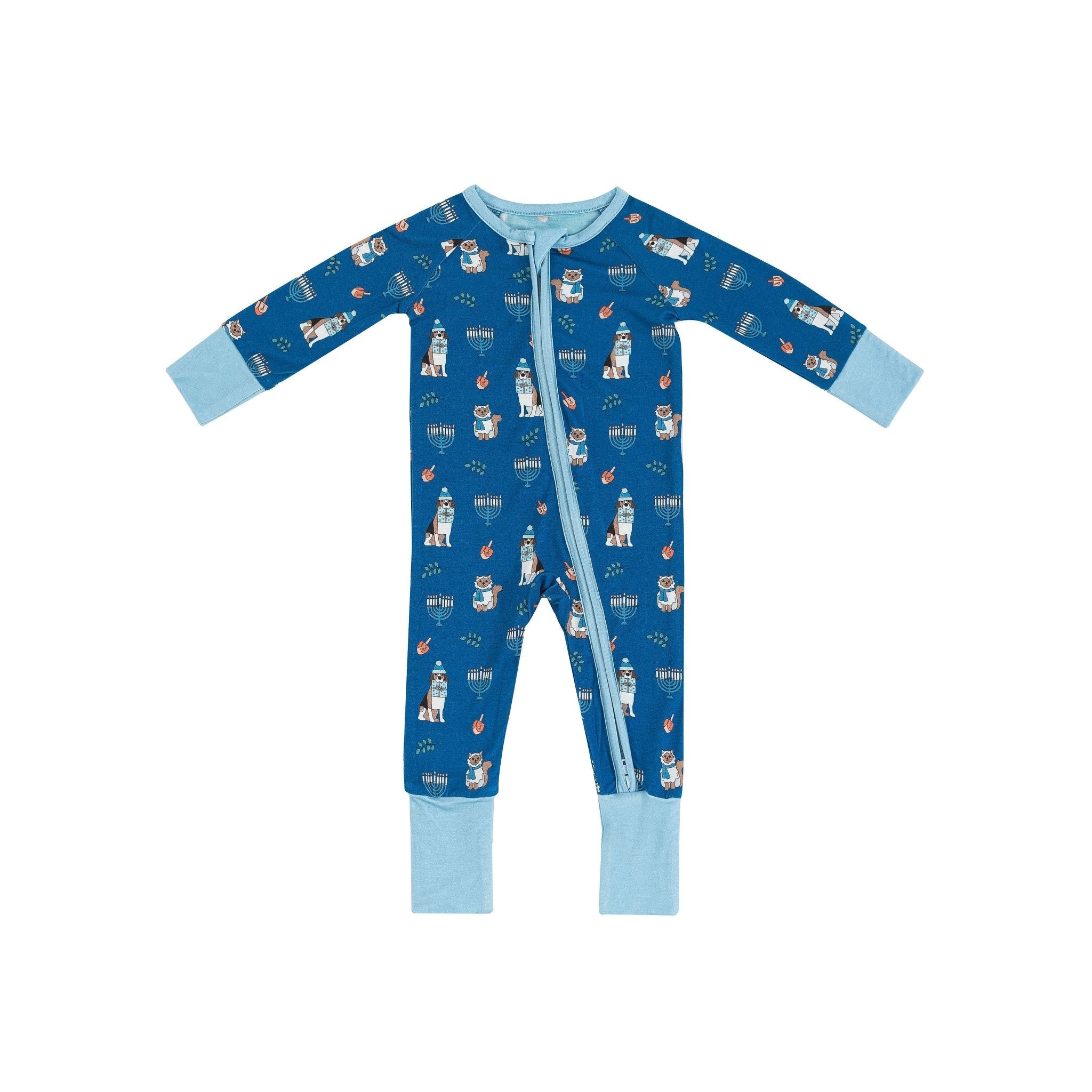 Hanukkah Pets (convertible Zip Footies) - Blue