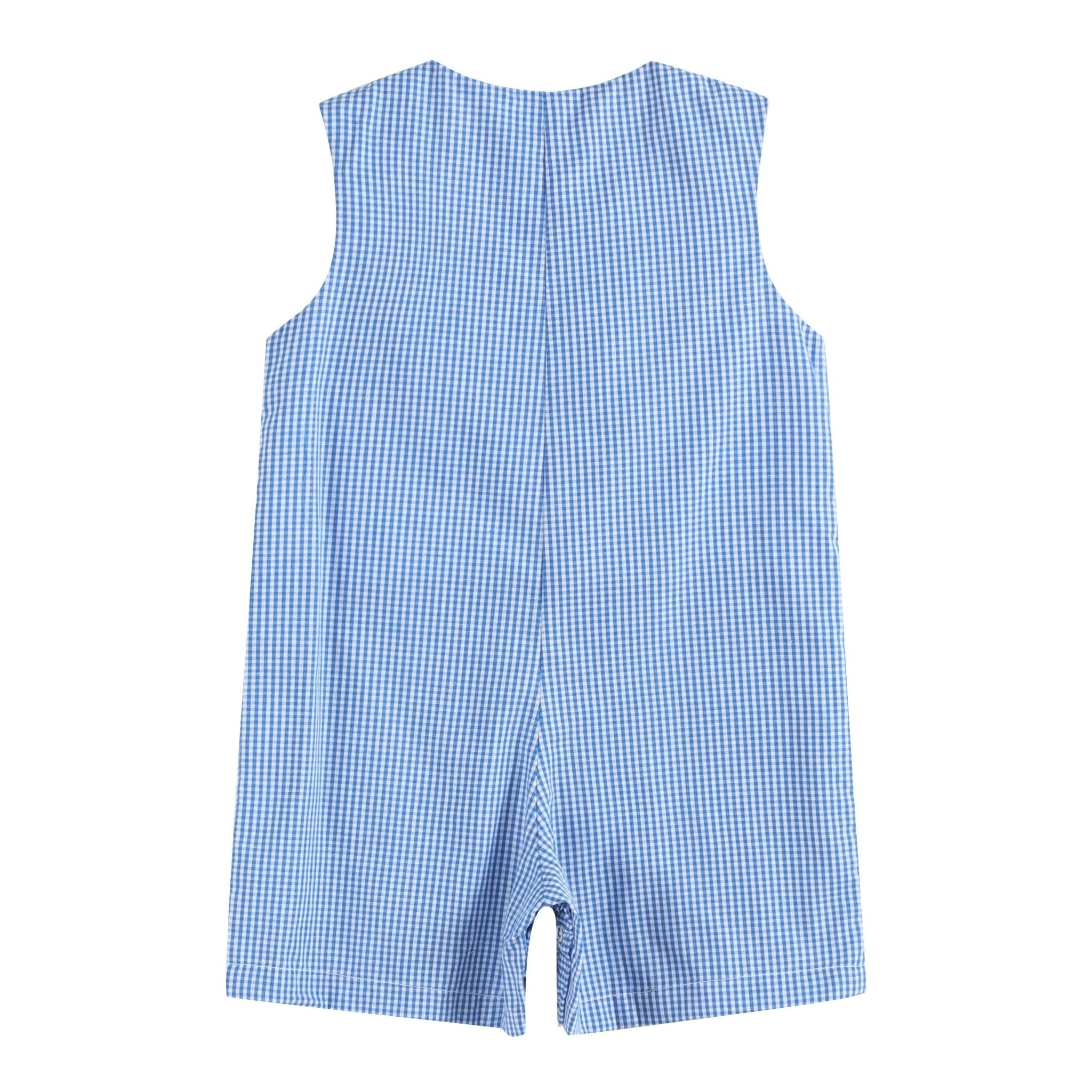 Happy 4th Of July Blue Gingham Shortalls