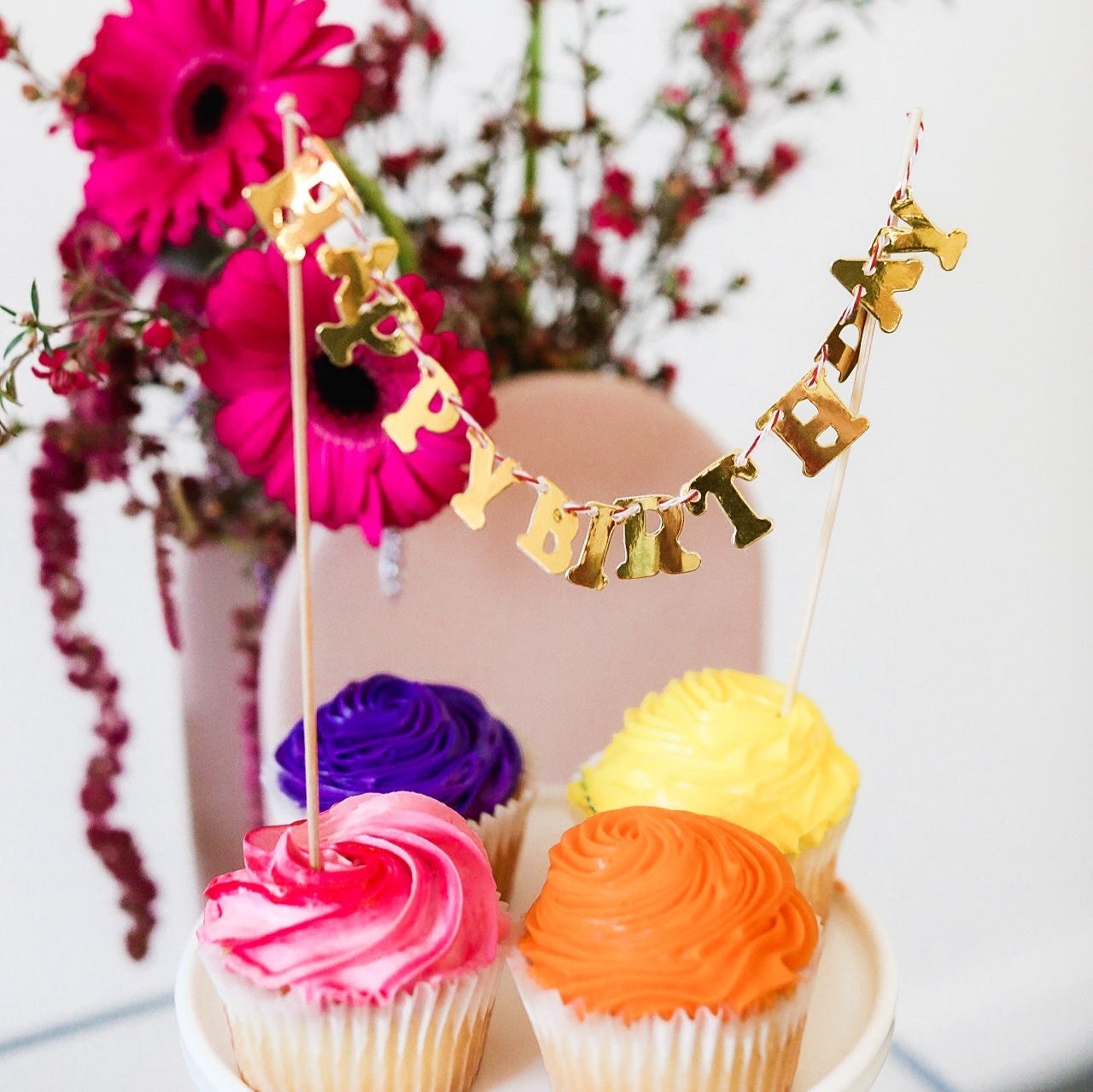 Hbd Cake Banner Gold