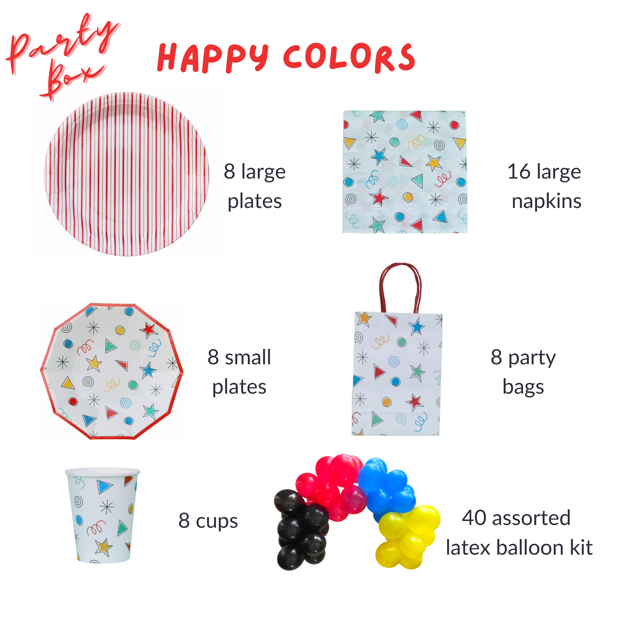 Happy Colors Party Supplies In A Box
