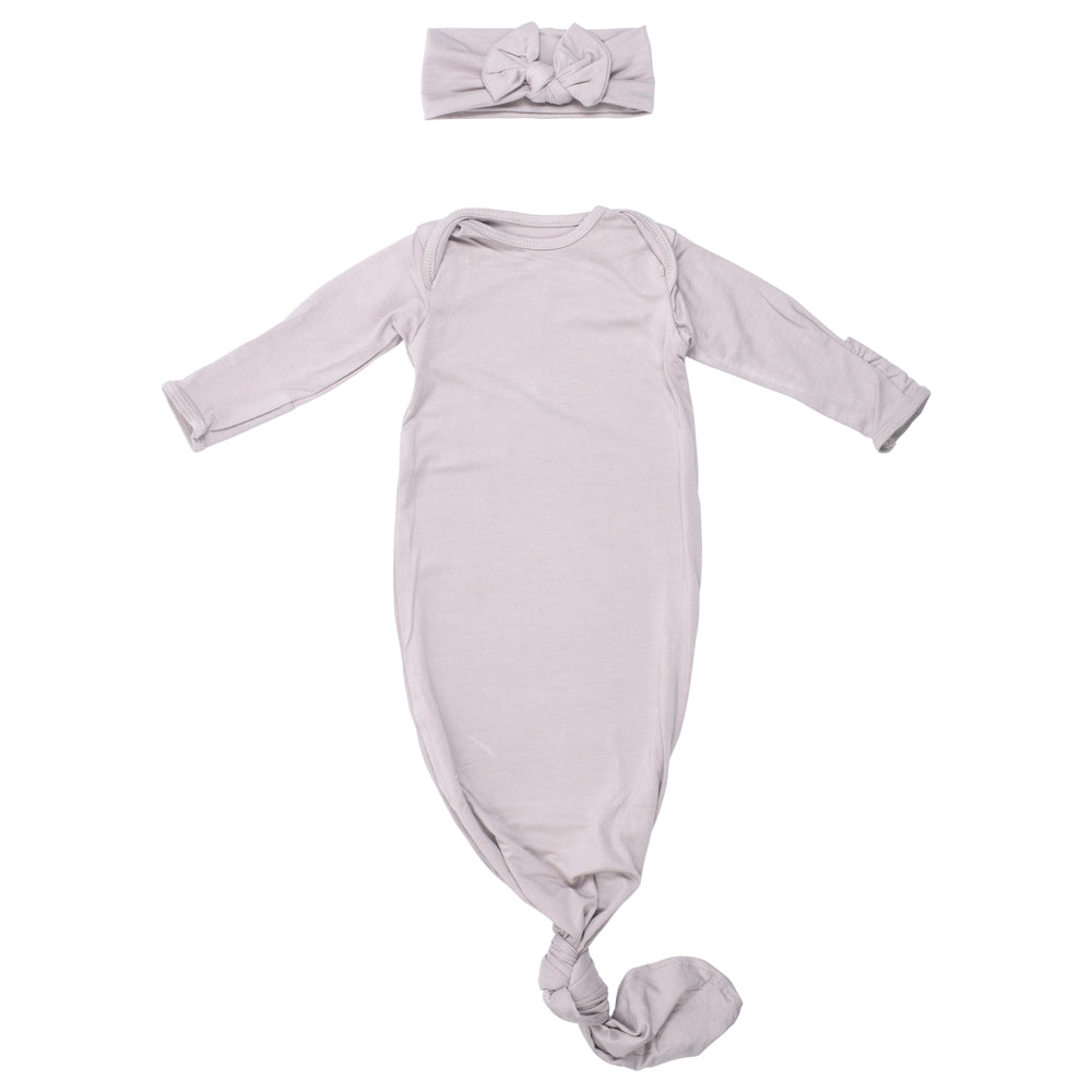 Harbor Mist Neutral Knotted Newborn Baby Gown
