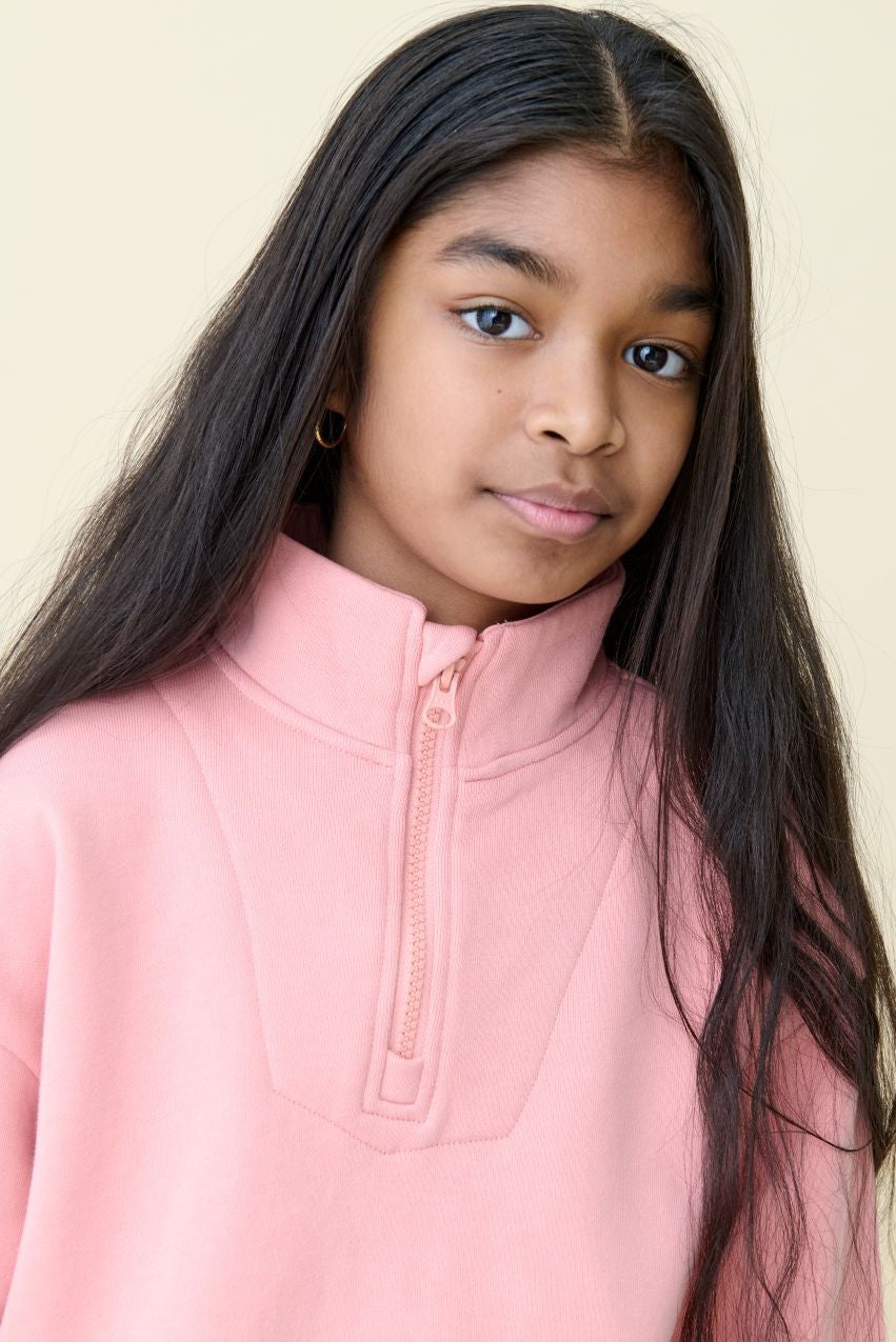 Relaxed Cotton Zip Collar Sweatshirt