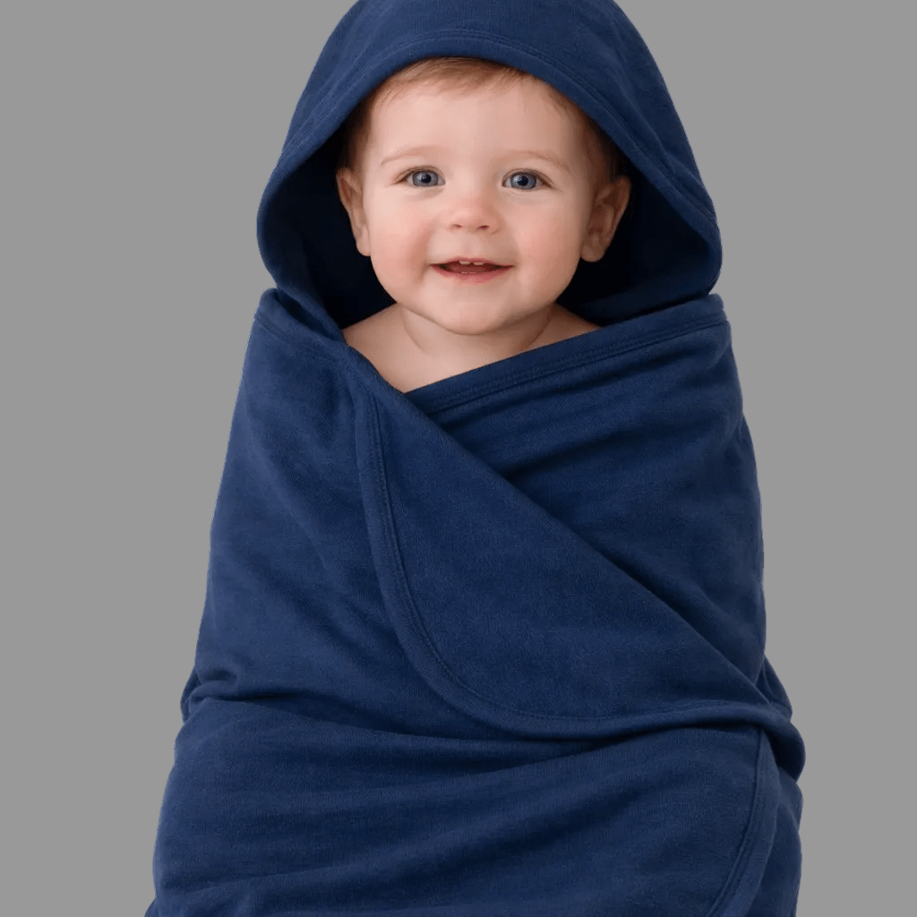 French Terry Hooded Towel - Peacoat Blue
