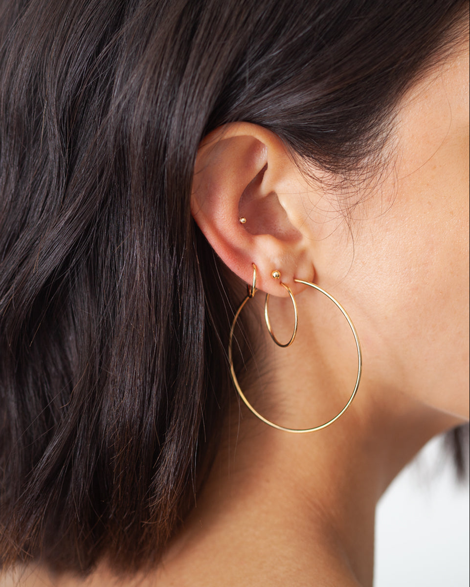 14k Gold Mini Thread Hoop Earrings