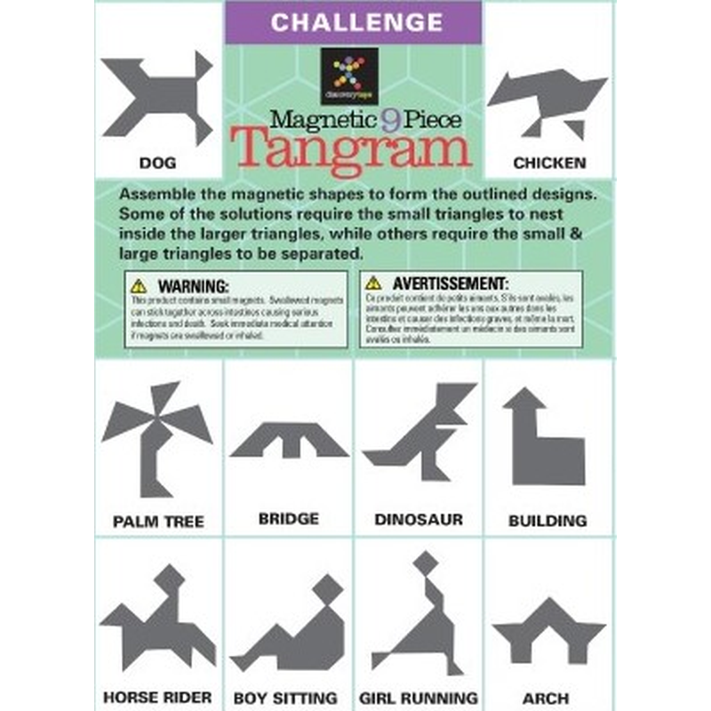 Magnetic 9-piece Tangram Puzzle Challenge