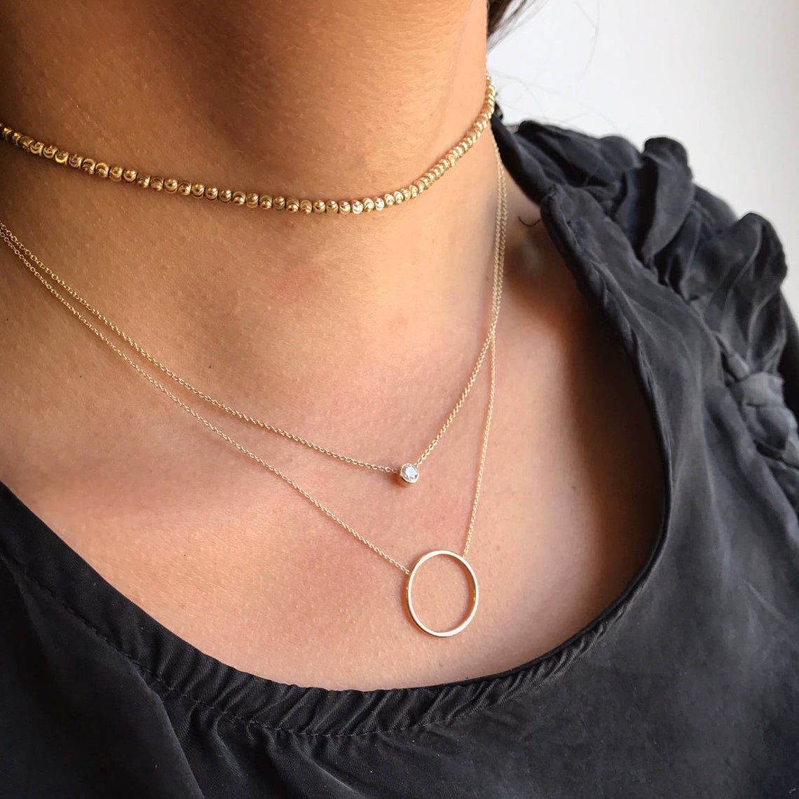 14k Gold Circle Necklace