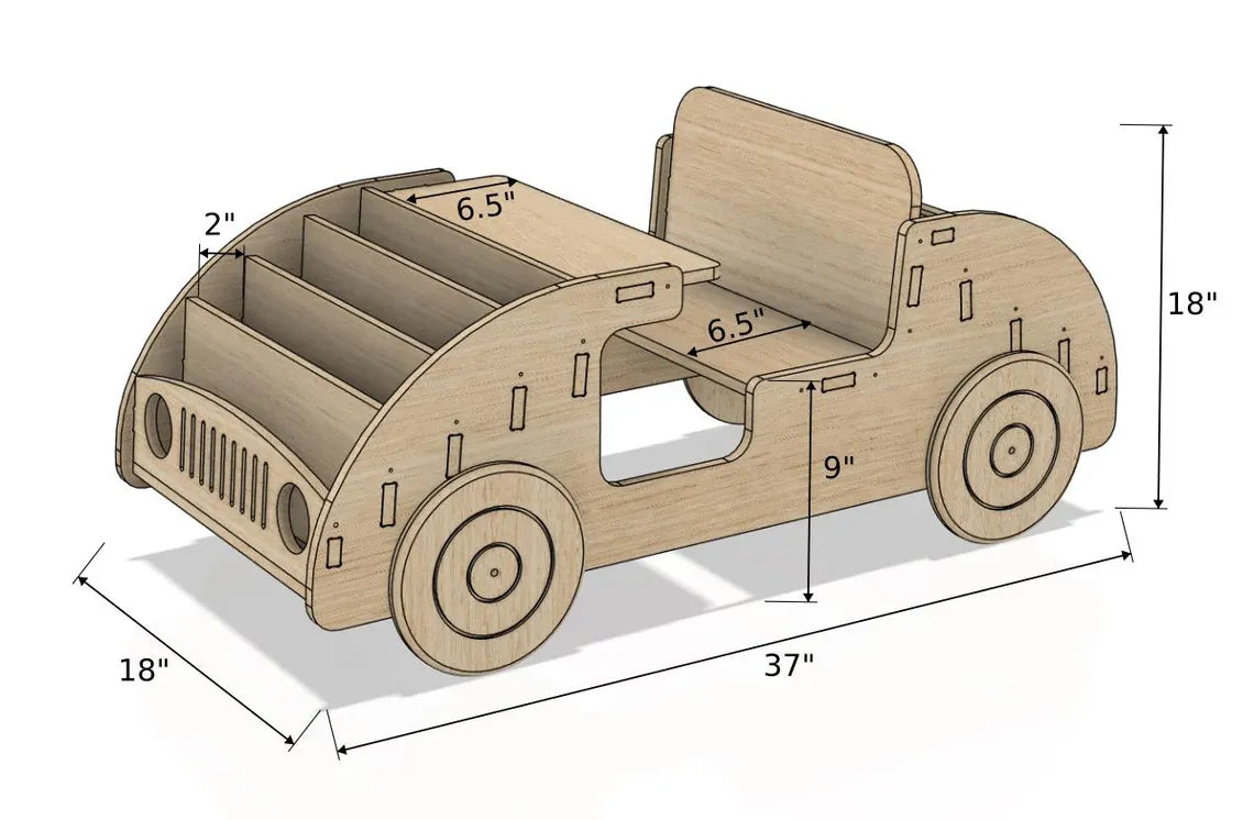 Felix- Car Inspired Double Sided Bookshelf