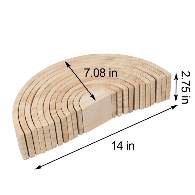 12 Pcs Pine Wood Natural Wooden Large Rainbow Stacking Blocks