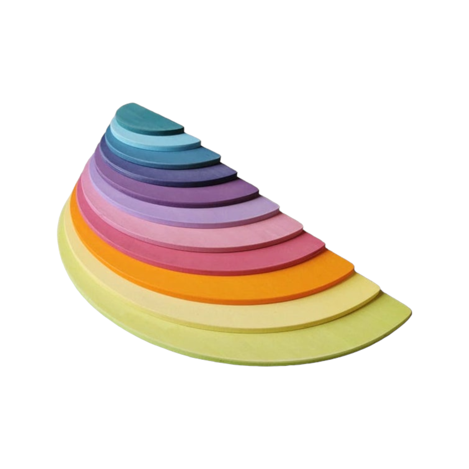 11 Pcs Large Wooden Rainbow Stacking Semi-circles Building Boards Set In Pastel/macaron Colors