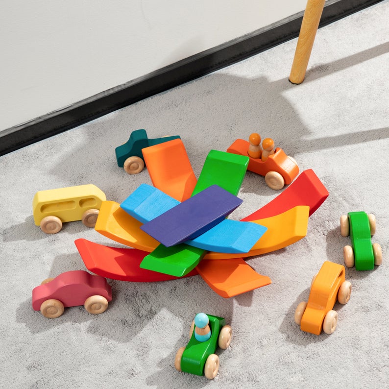 6 Pcs wooden Rainbow Bridge Stacking Building Blocks