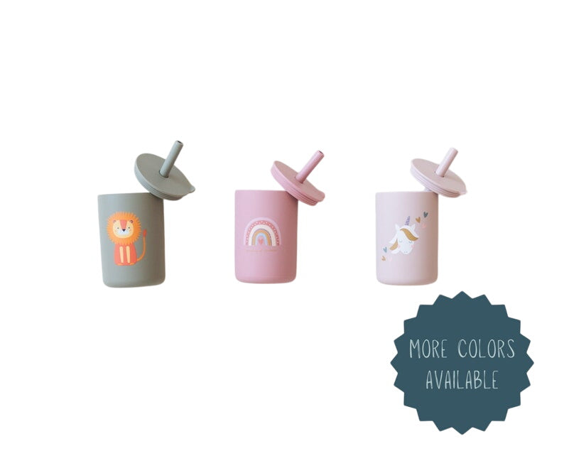 Silicone Straw Cup For Babies & Toddlers - 6oz Silicone Sippy Cup