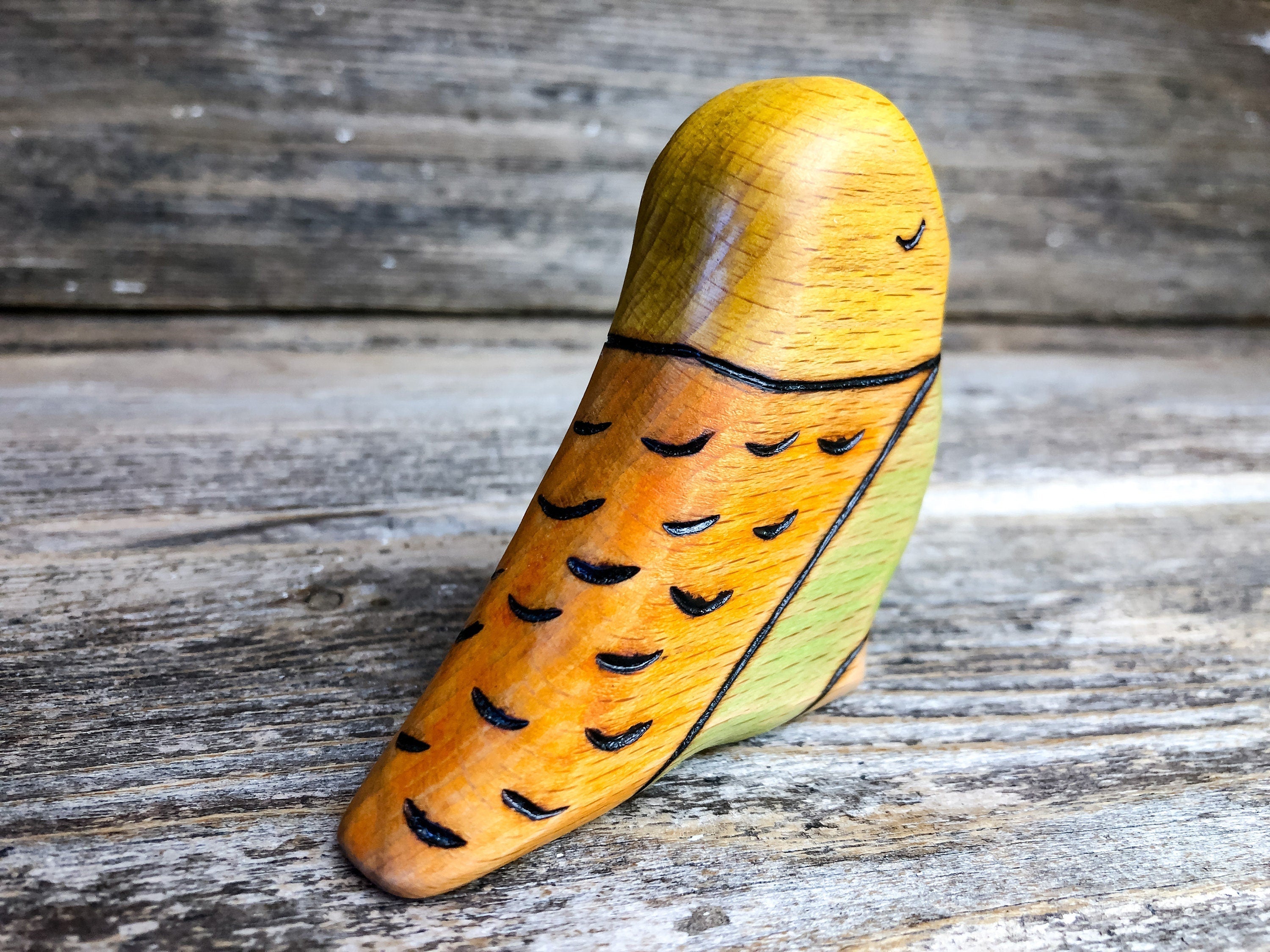 Wooden Green Yellow Budgie Parakeet Toy