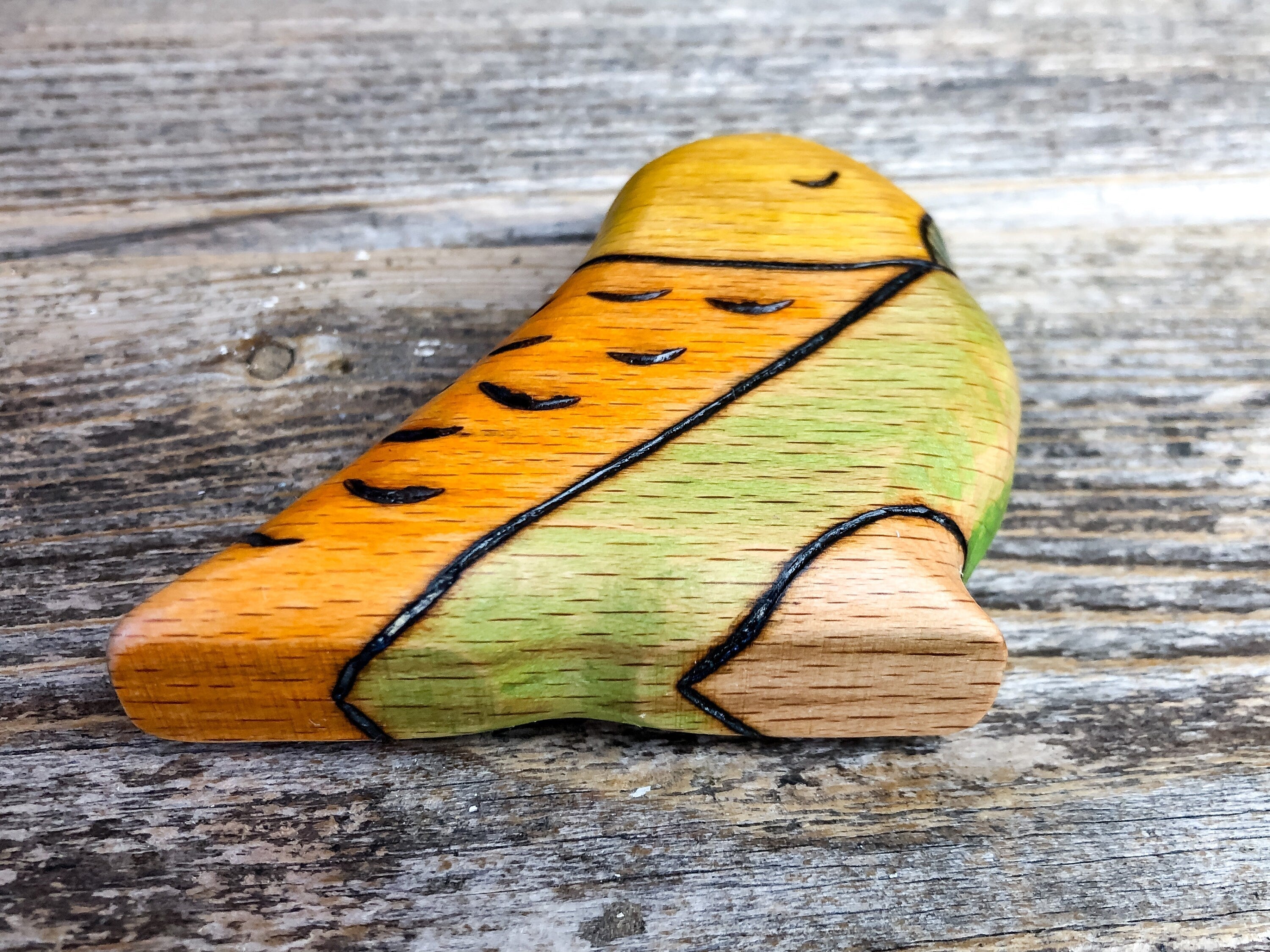 Wooden Green Yellow Budgie Parakeet Toy