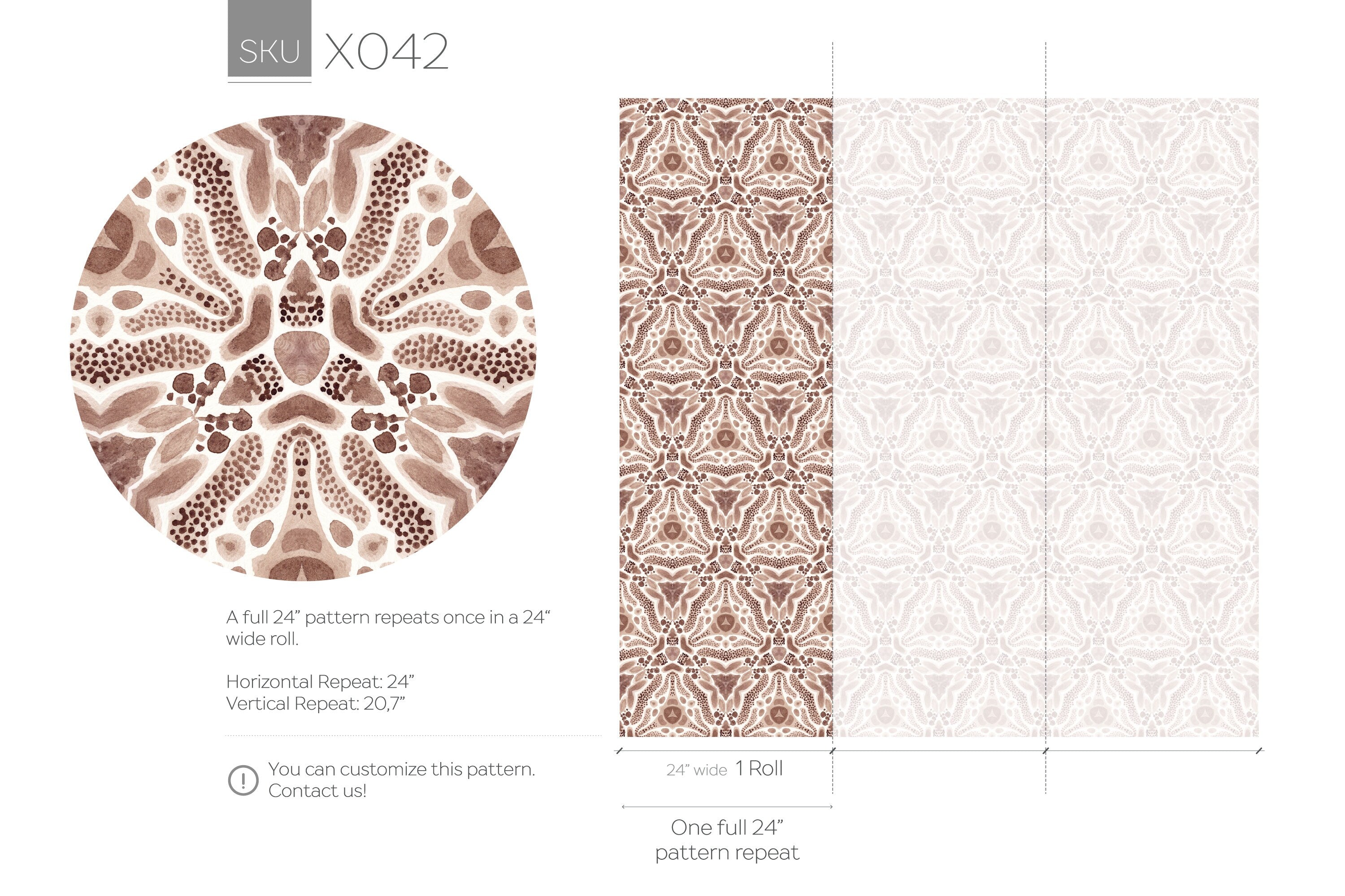Abstract Wallpaper With A Bohemian Kaleidoscope Motif In Brown And Taupe - X042